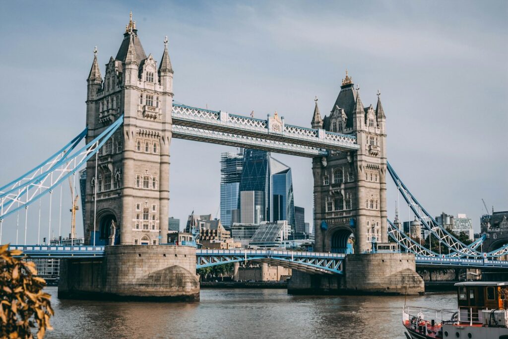 London financial district and River Thames cityscape