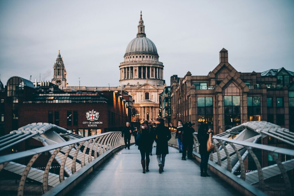St Pauls Cathedral and City of London finance district