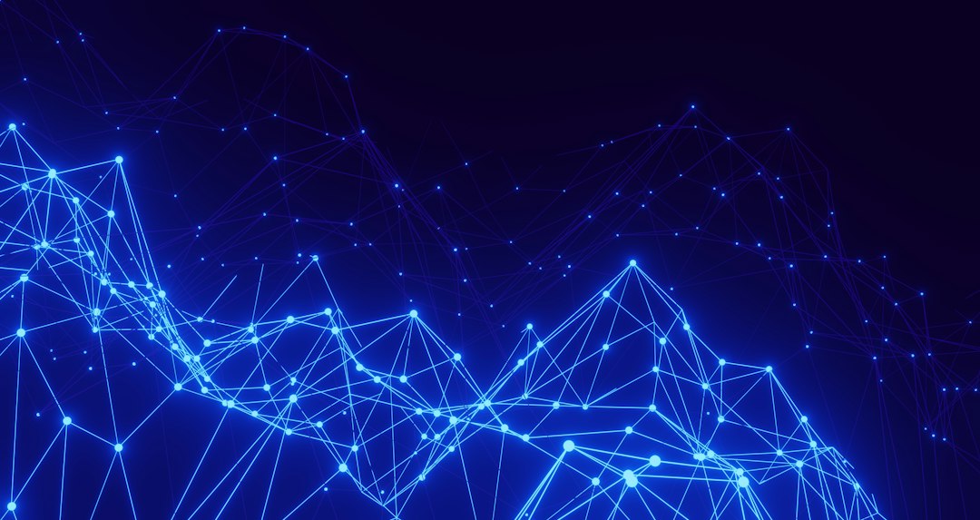 Abstract blue digital network representing blockchain and tokenised financial infrastructure