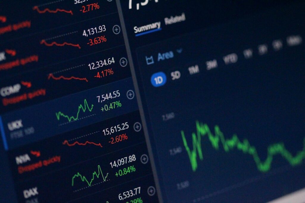 Cryptocurrency investment market chart and portfolio tracking interface
